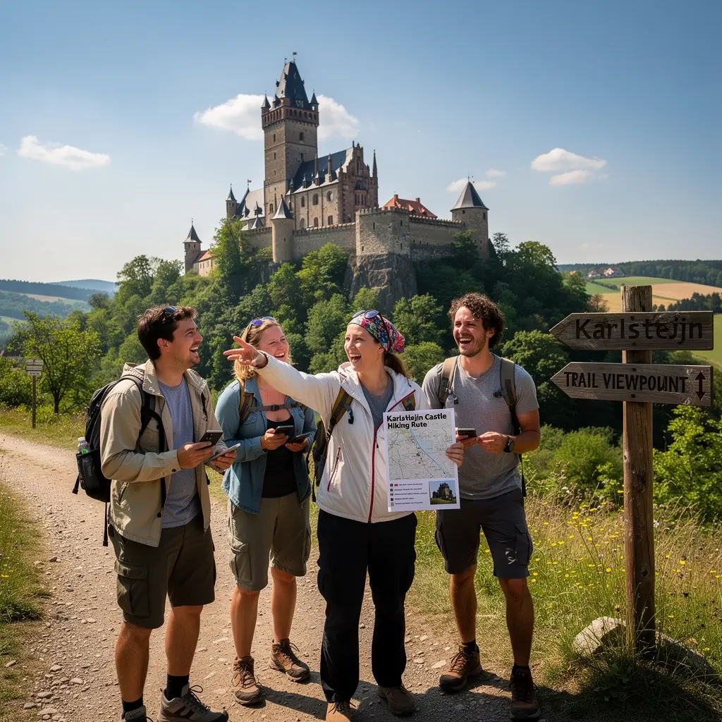Ilustrace tištěné mapy s vyznačenými zastávkami a turistickými atrakcemi.