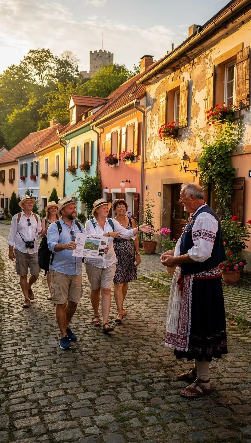 Detailní snímek turistické karty s doporučenými trasami a informacemi o památkách.